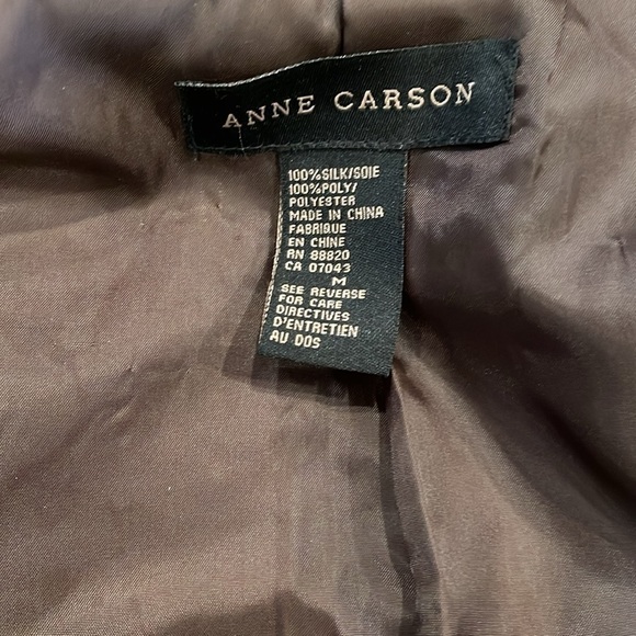 ANNE CARSON M brown silk textured  open jacket with pockets and fully lined. - Picture 5 of 7